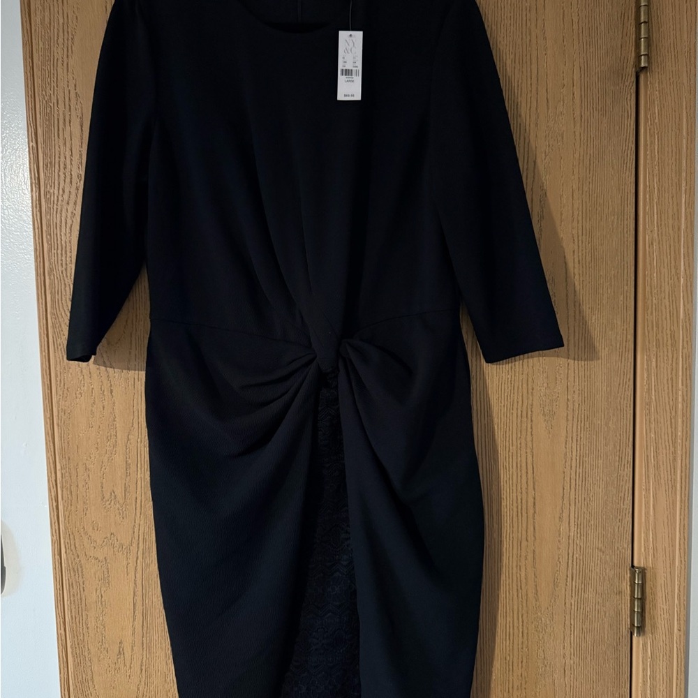 New York & Company Black Long Sleeve Dress